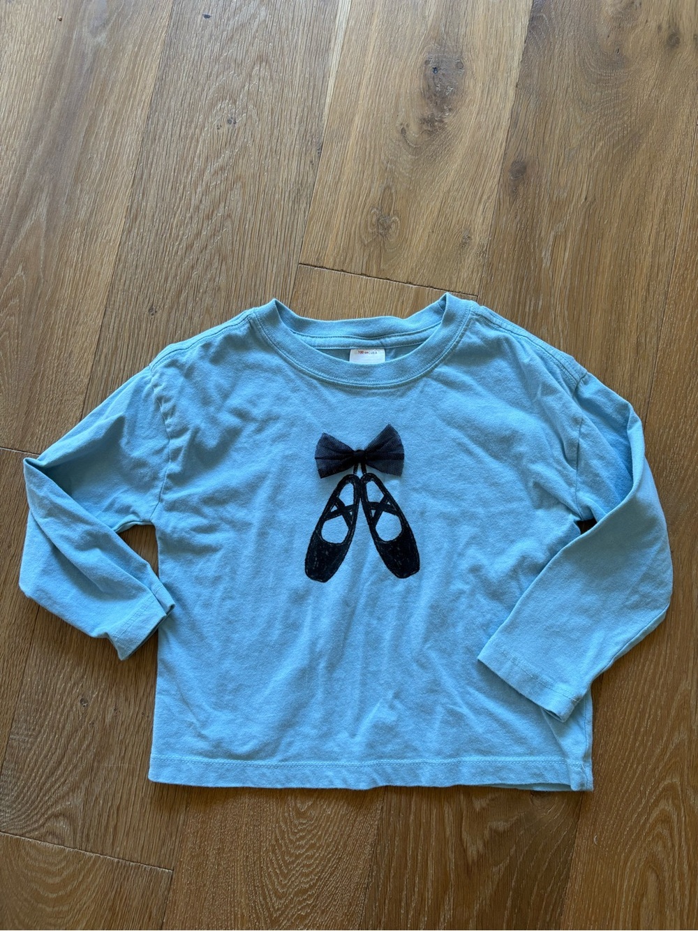 Hanna Andersson Light Blue Long-Sleeve Top with Ballet Slippers